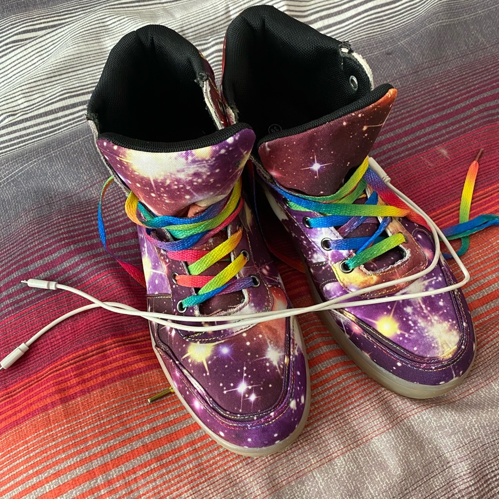 Galaxy high tops with light up LED soles